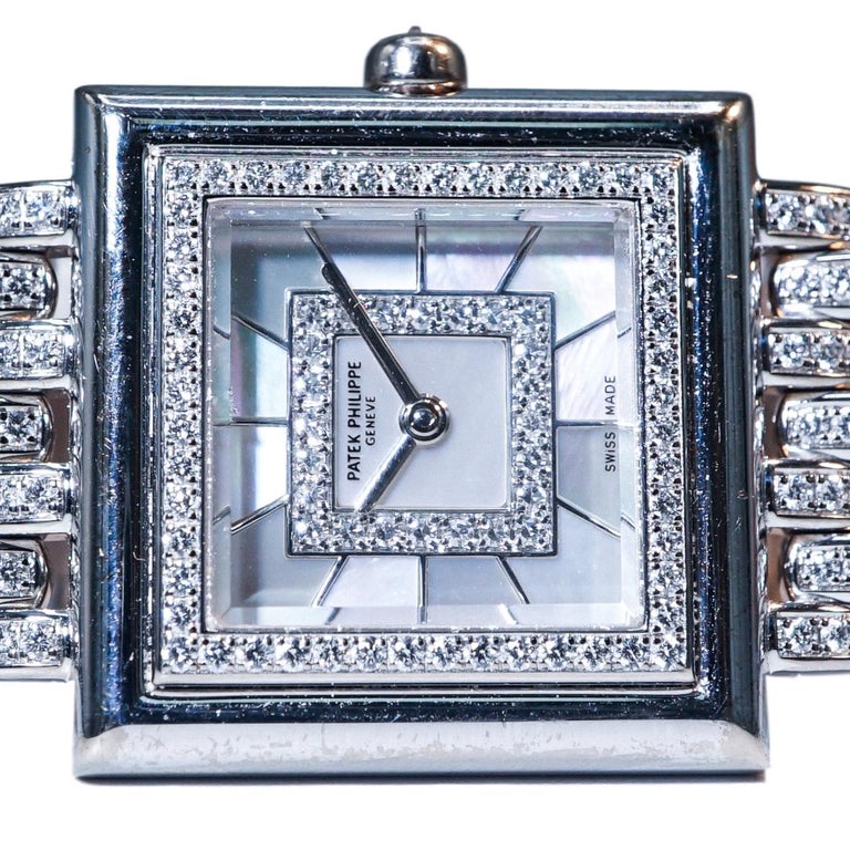 Patek Philippe 18K White Gold and Diamond Wrist Watch