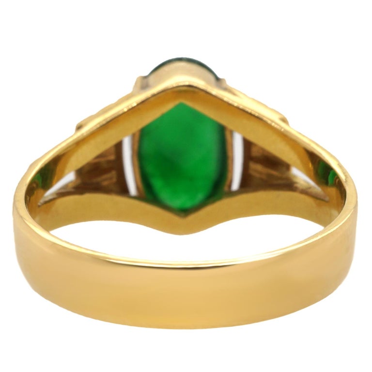 Important Imperial Jadeite Jade 20 Karat Gold Ring