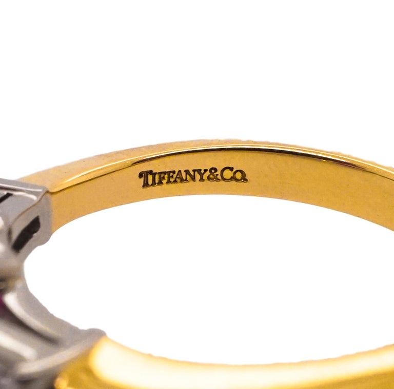 Tiffany & Co. 18 Karat Gold, Platinum, Ruby and Diamond Ring