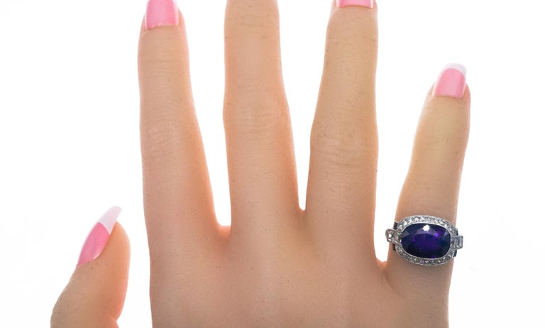 Platinum and Sapphire and Diamond Ring