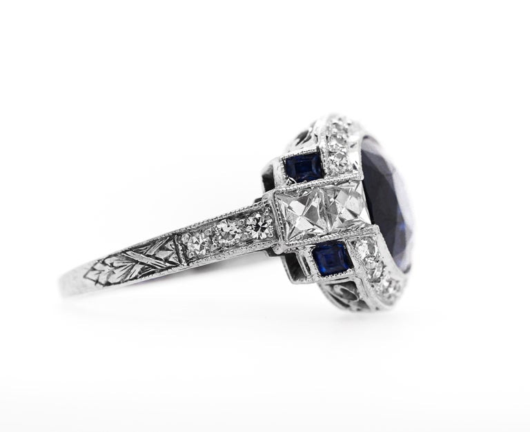 Platinum and Sapphire and Diamond Ring