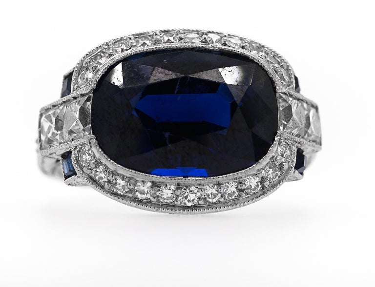 Platinum and Sapphire and Diamond Ring