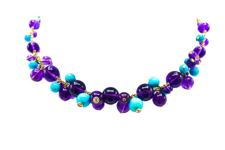 Cartier, France Turquoise, Amethyst and Diamond Necklace