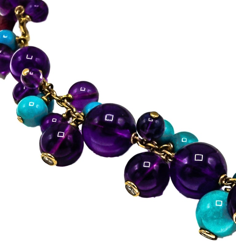 Cartier, France Turquoise, Amethyst and Diamond Necklace