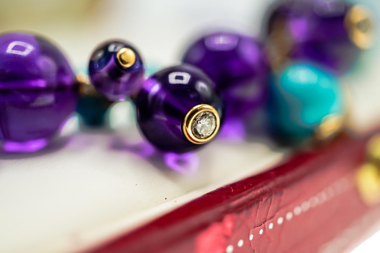 Cartier, France Turquoise, Amethyst and Diamond Necklace