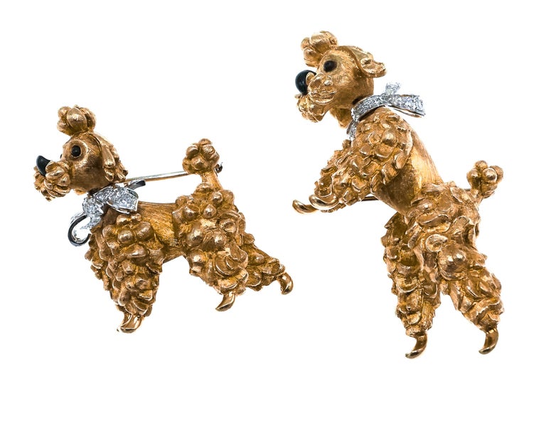 Cartier set of Diamond and Gold Dog Brooches
