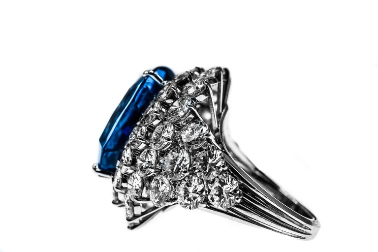 46.31 Carat AGL Ceylon Sapphire Diamond Ring