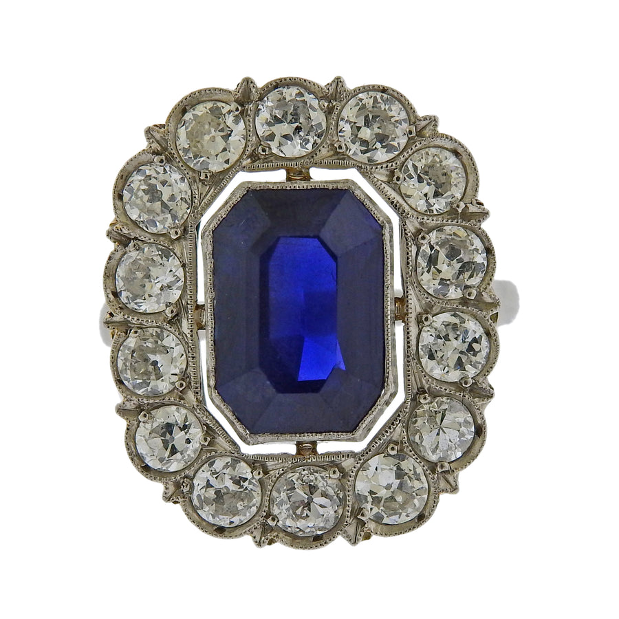 Platinum Diamond Sapphire Ring