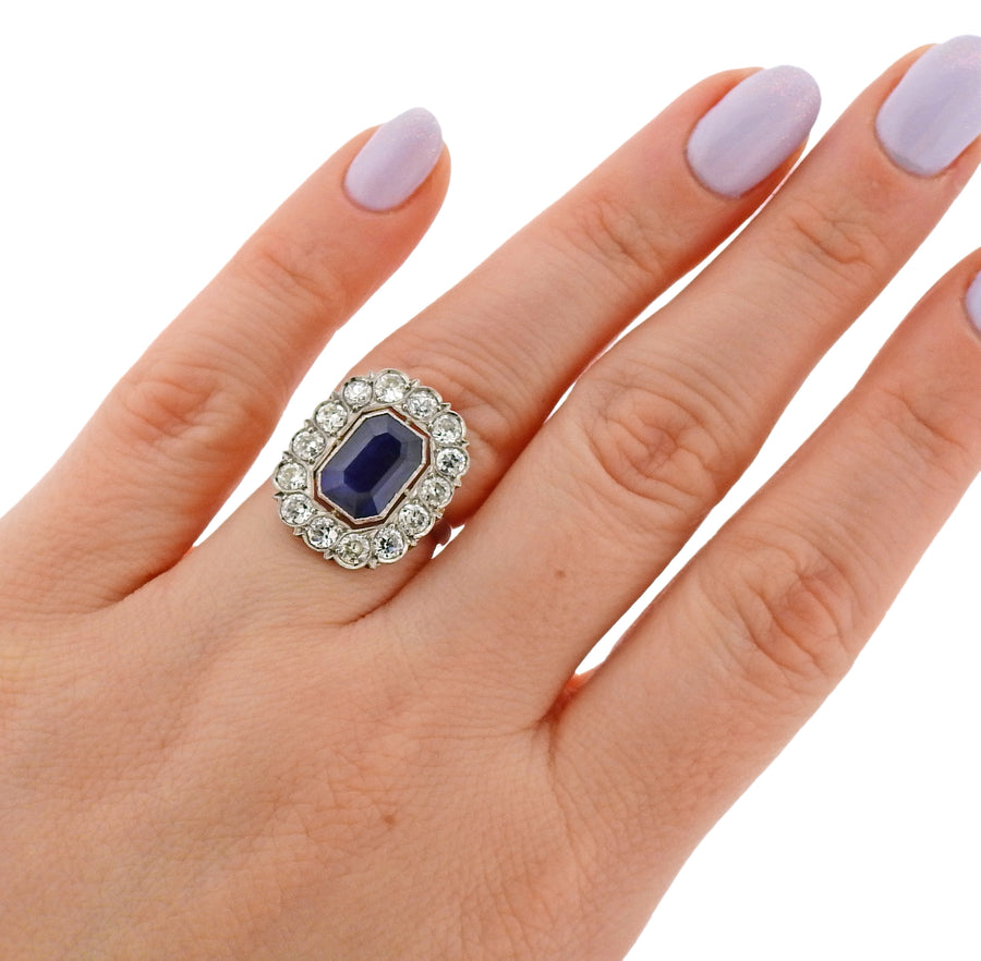 Platinum Diamond Sapphire Ring