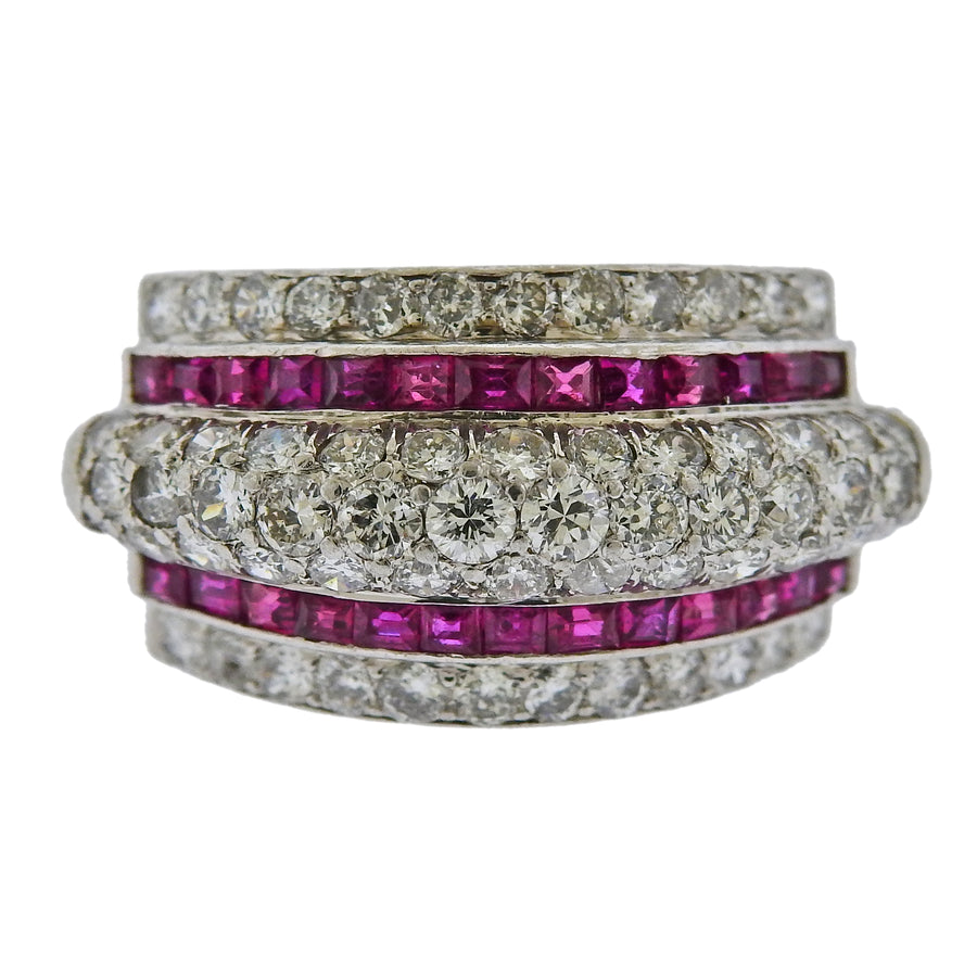 Platinum Ruby and Diamond Band