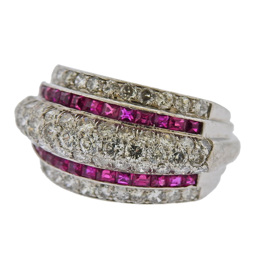 Platinum Ruby and Diamond Band