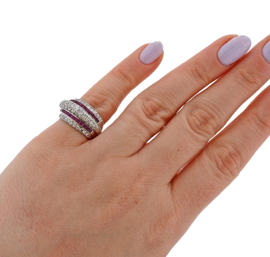 Platinum Ruby and Diamond Band