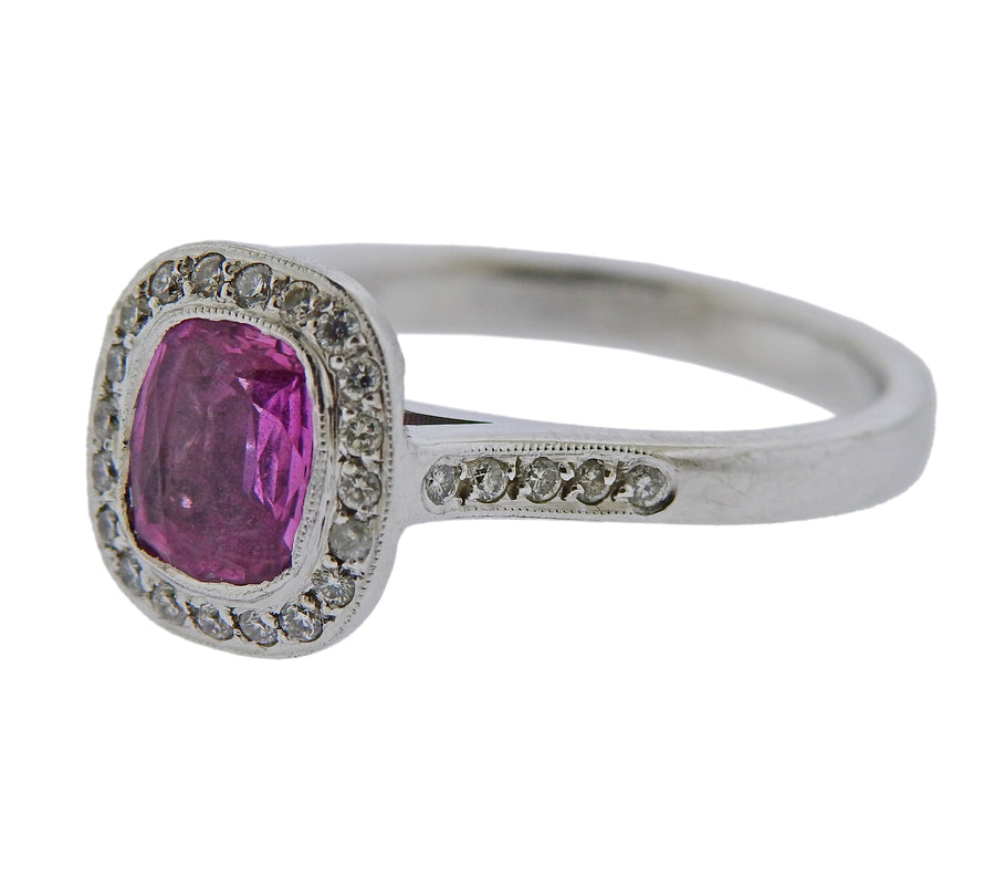 Pink Sapphire Diamond Gold Engagement Ring