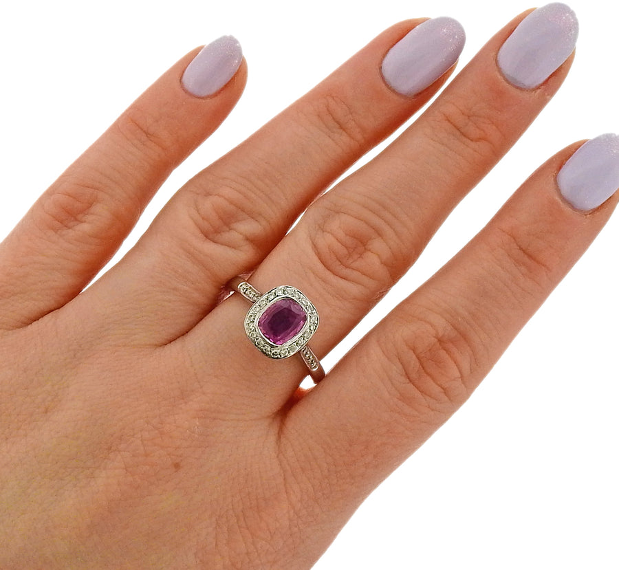 Pink Sapphire Diamond Gold Engagement Ring