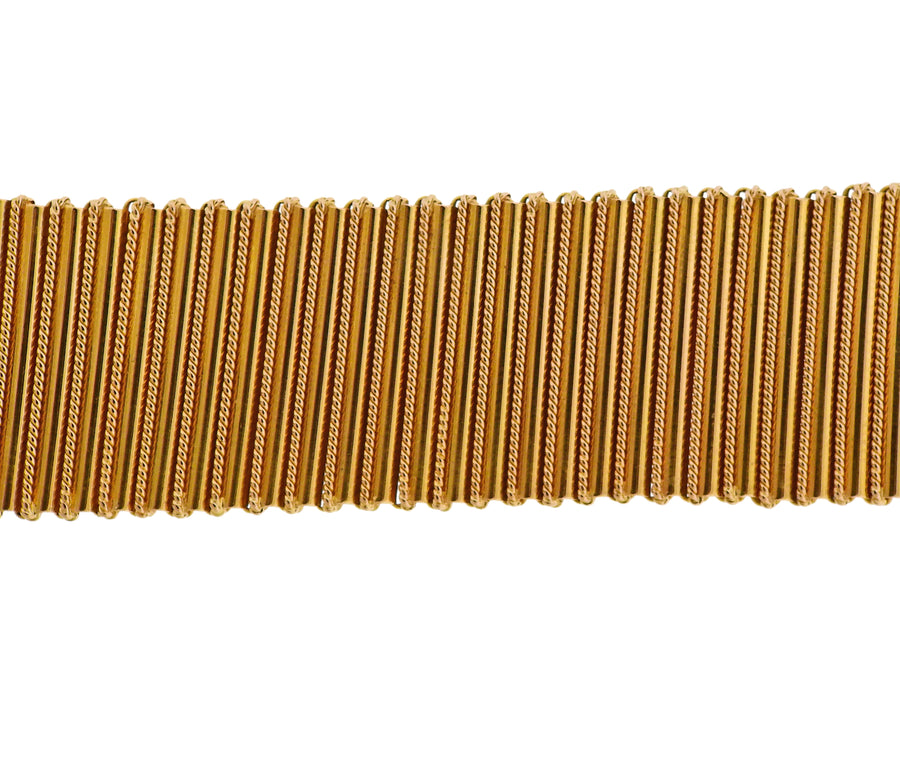 French Midcentury Gold Wide Bracelet