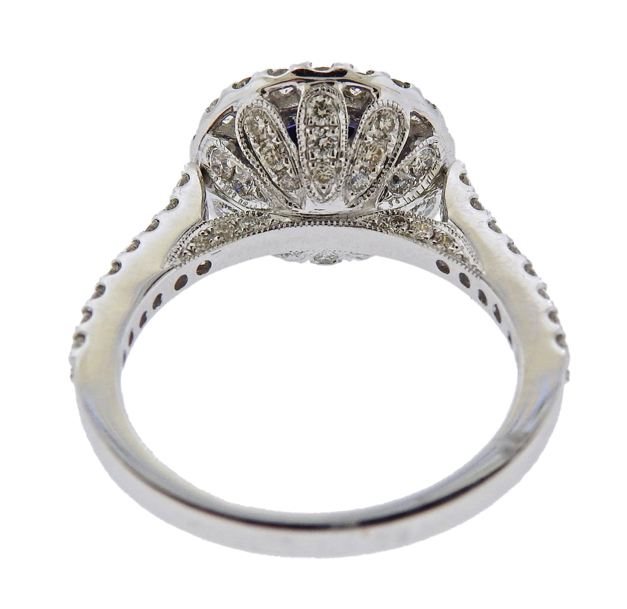 Sapphire Diamond Gold Engagement Ring