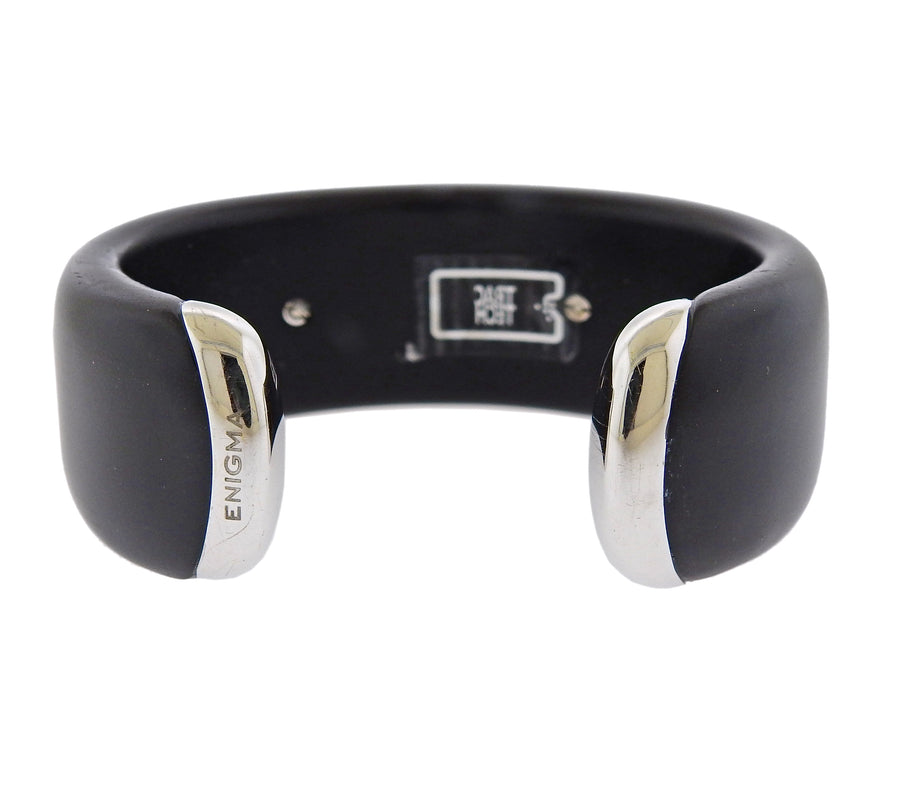 Enigma by Gianni Bulgari Coral Jet Diamond Gold Cuff Bracelet