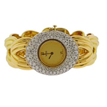 David Webb Diamond Gold Platinum Watch Bracelet