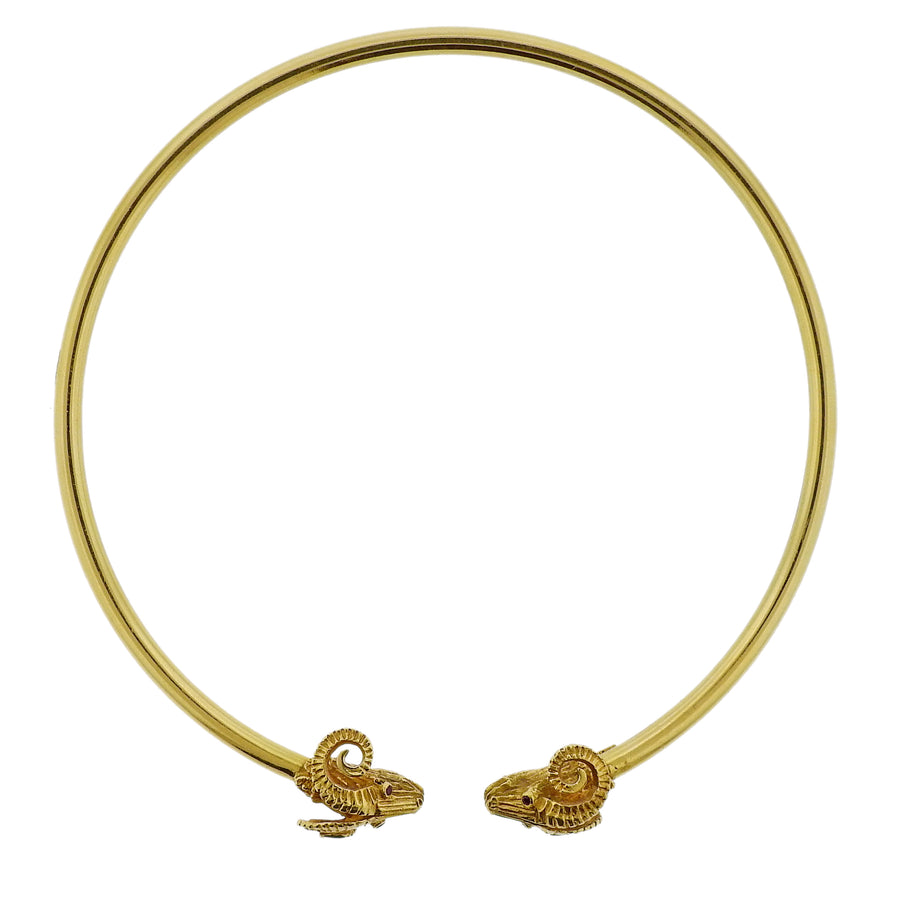 Gold Ruby Ram's Head Necklace