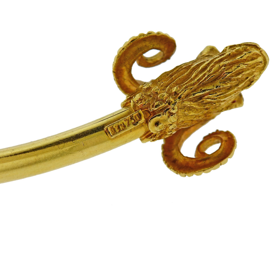 Gold Ruby Ram's Head Necklace