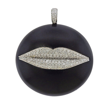Enigma by Gianni Bulgari Jet Diamond Gold Lips Pendant