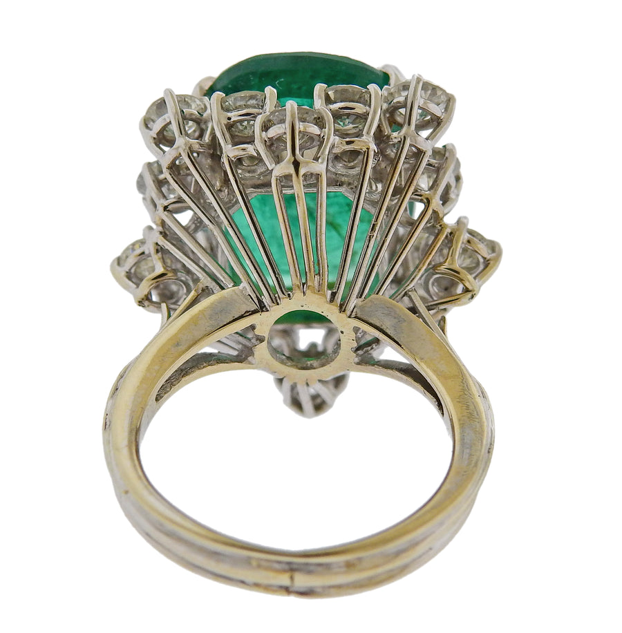 10 Carat Zambian Emerald and Diamond Cocktail Ring