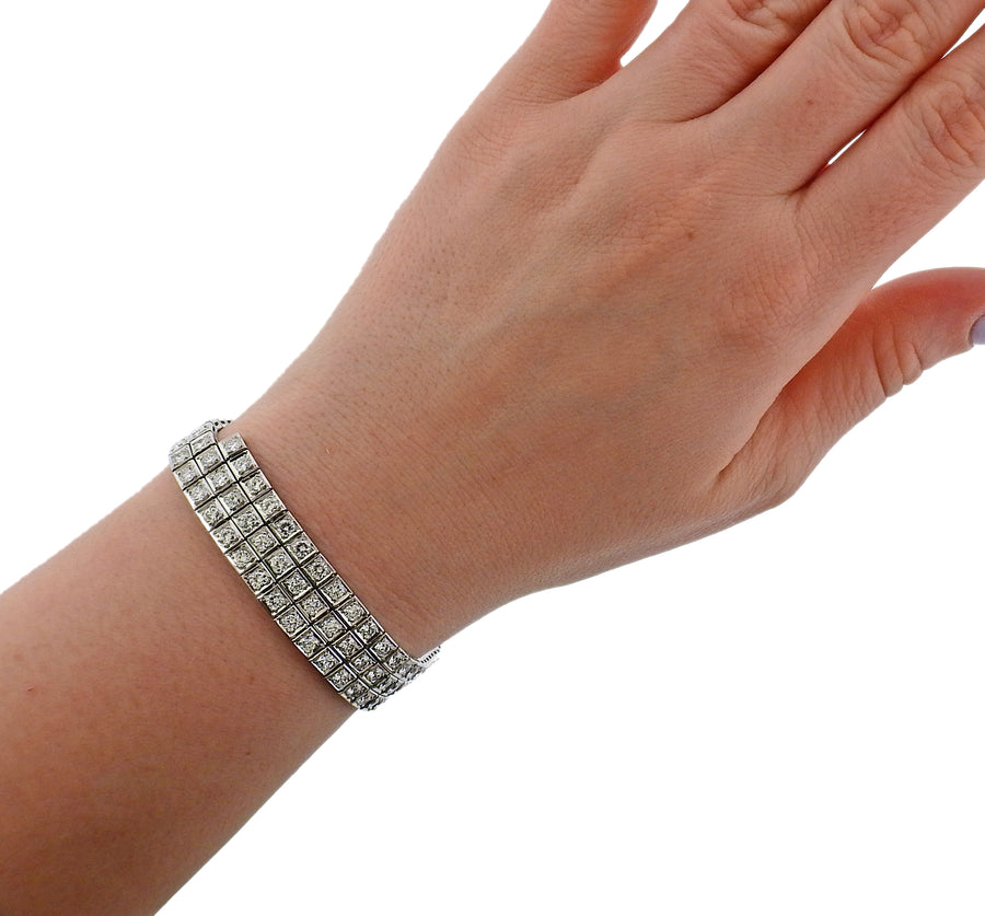 Platinum 6 Row Invisible Set Diamond Bracelet – Long's Jewelers