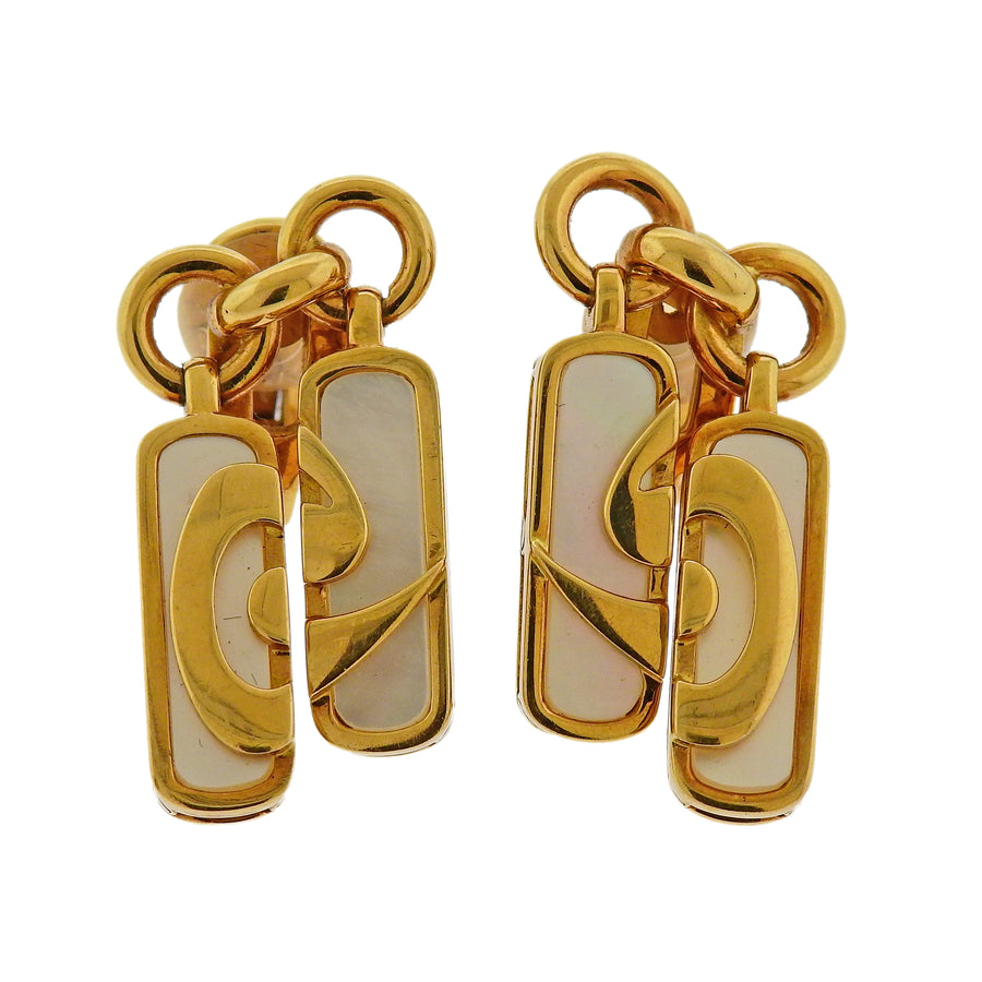 Bulgari Optical Illusion Mother of Pearl Gold Earrings