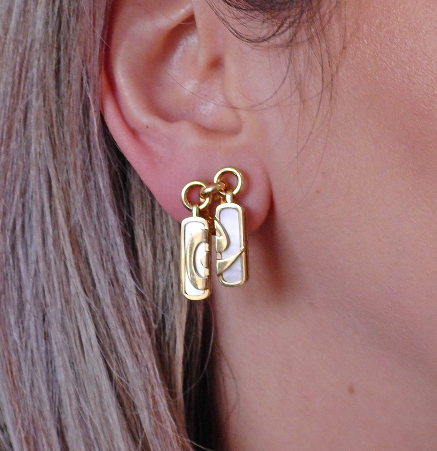 Bulgari Optical Illusion Mother of Pearl Gold Earrings