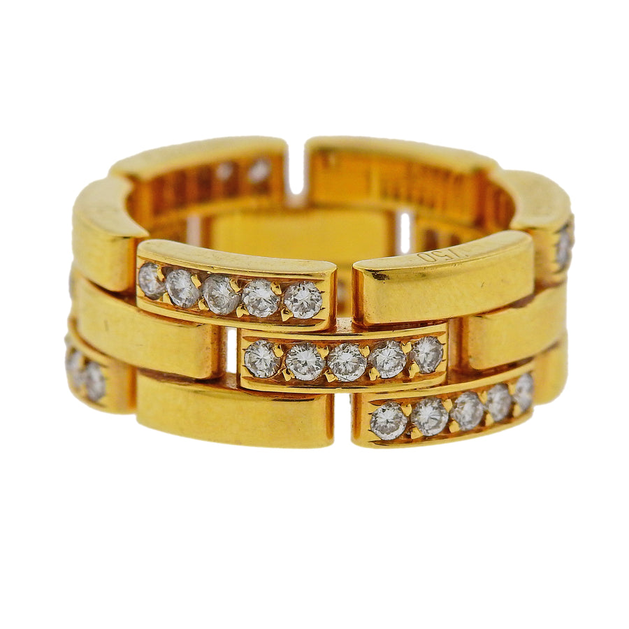 Cartier France 45 Round Diamond and Gold Panther Band Ring