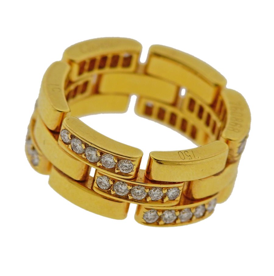 Cartier France 45 Round Diamond and Gold Panther Band Ring