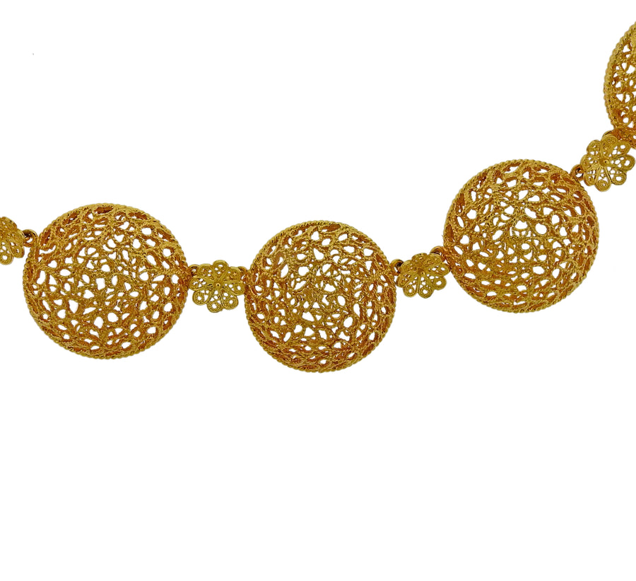 Buccellati 18 Karat Gold Open Works Filigree Round Necklace