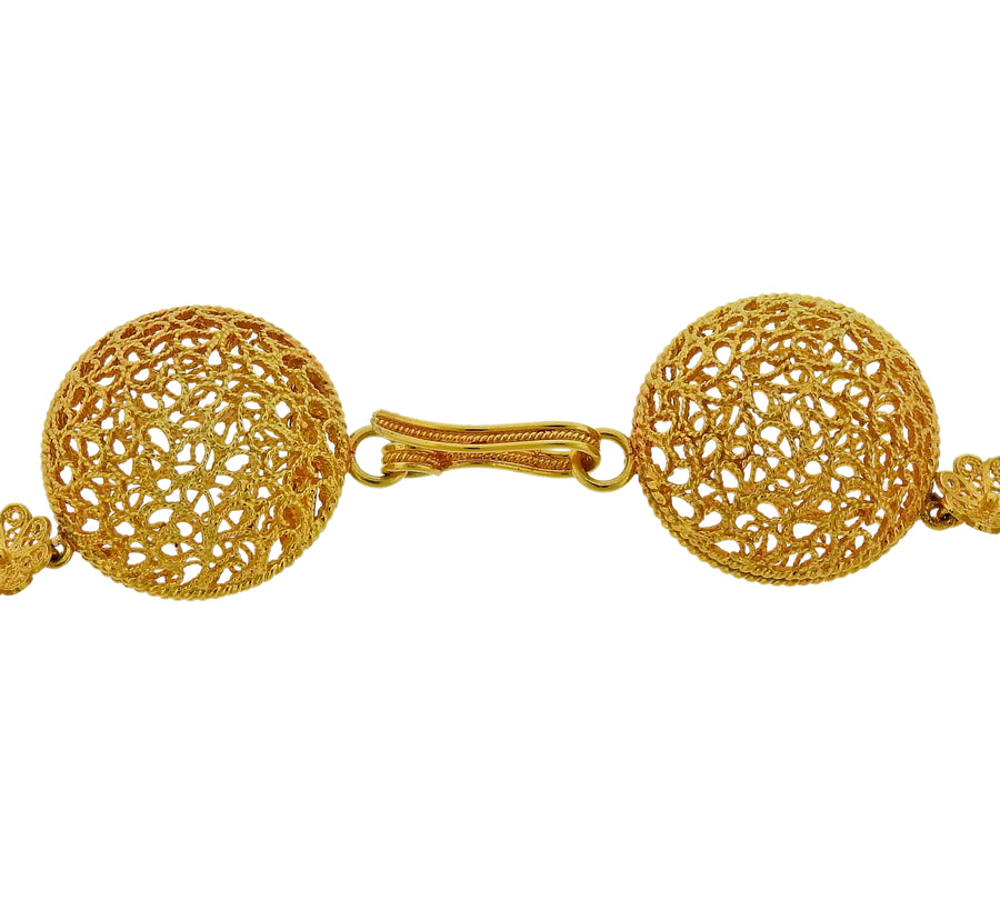 Buccellati 18 Karat Gold Open Works Filigree Round Necklace