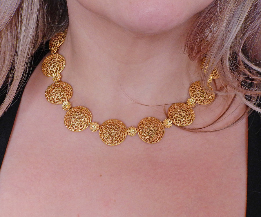 Buccellati 18 Karat Gold Open Works Filigree Round Necklace