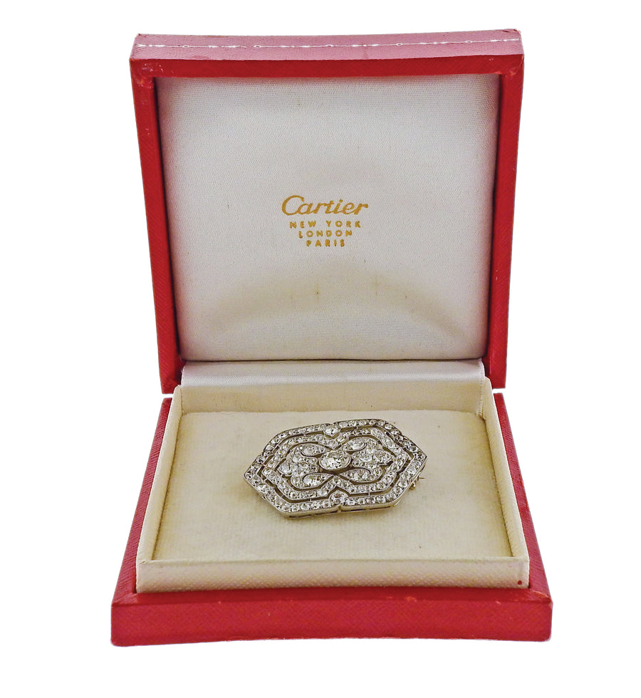 Cartier Art Deco 1920s Diamond Platinum Brooch