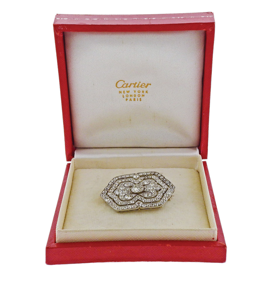 Cartier Art Deco 1920s Diamond Platinum Brooch