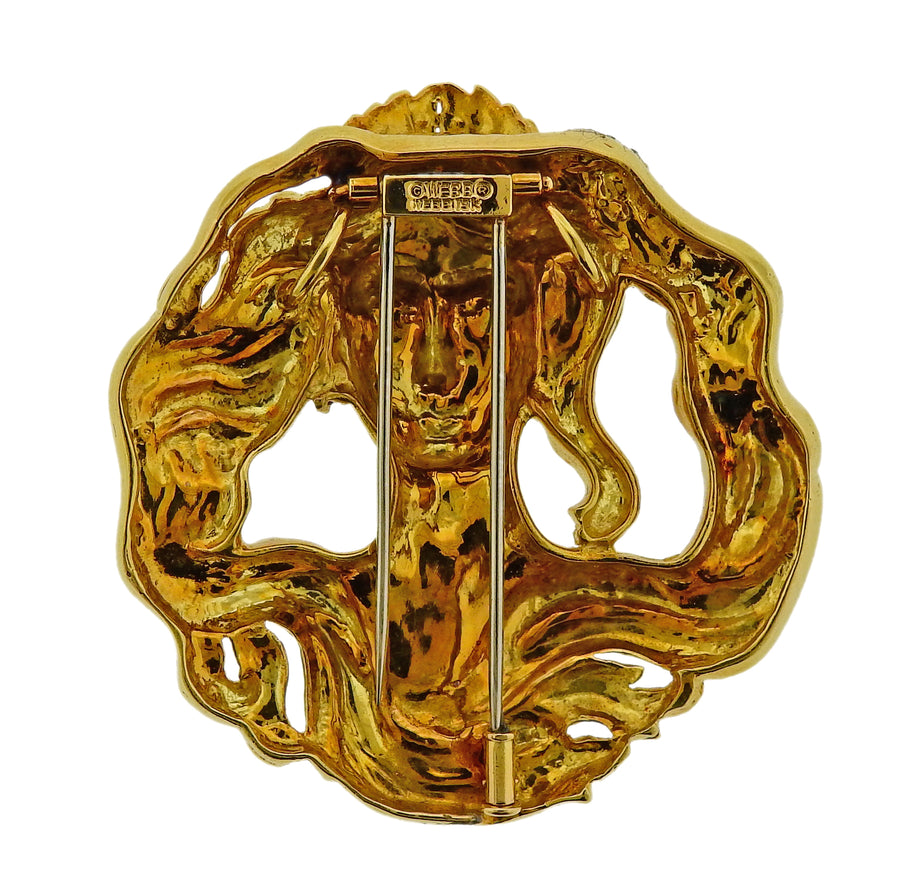 David Webb Gold Brooch Pendant