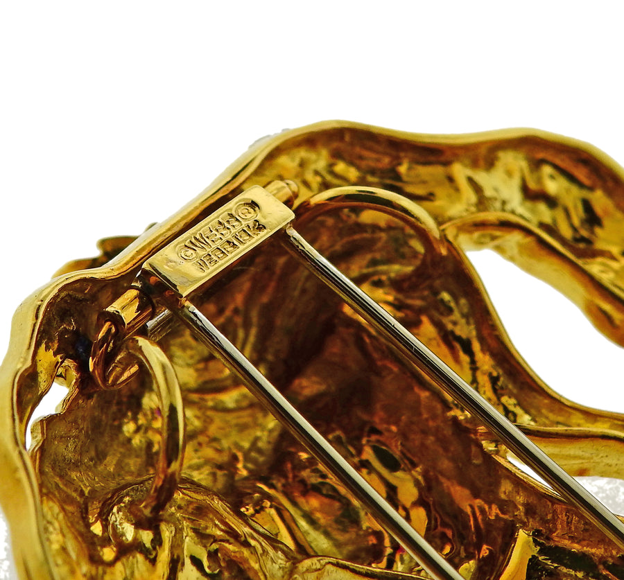 David Webb Gold Brooch Pendant