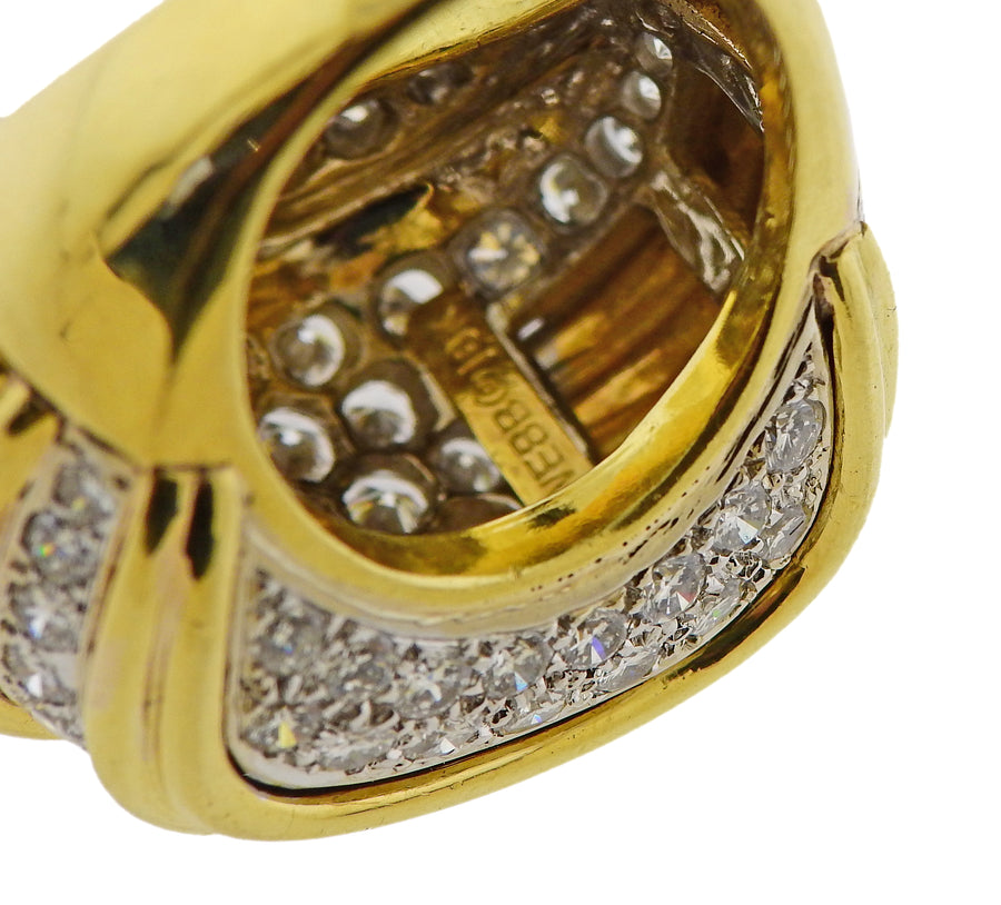 David Webb Diamond Gold Cocktail Ring