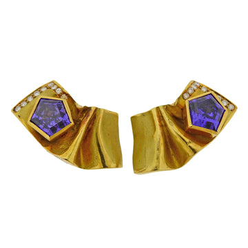 Misani Amethyst Diamond Gold Earrings