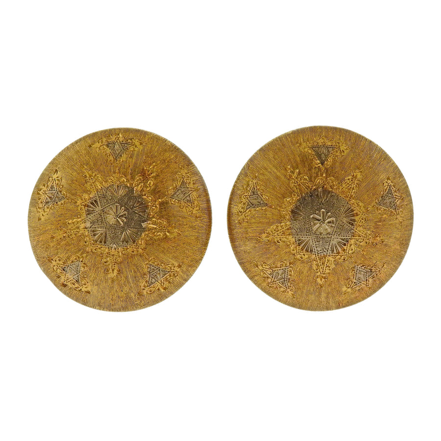 Buccellati Two Tone Gold Button Earrings
