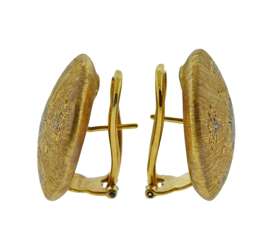 Buccellati Two Tone Gold Button Earrings