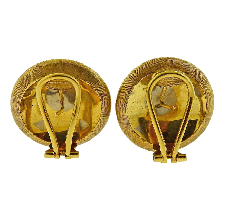 Buccellati Two Tone Gold Button Earrings