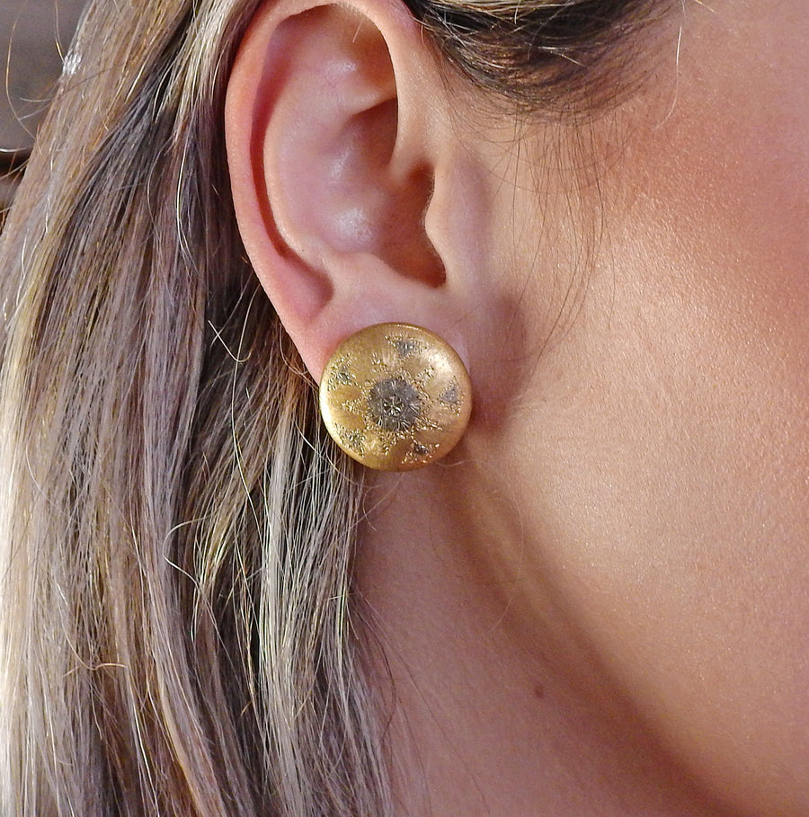 Buccellati Two Tone Gold Button Earrings