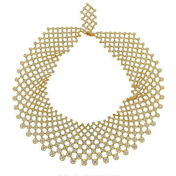 Gold and Diamond Mesh Bib Necklace