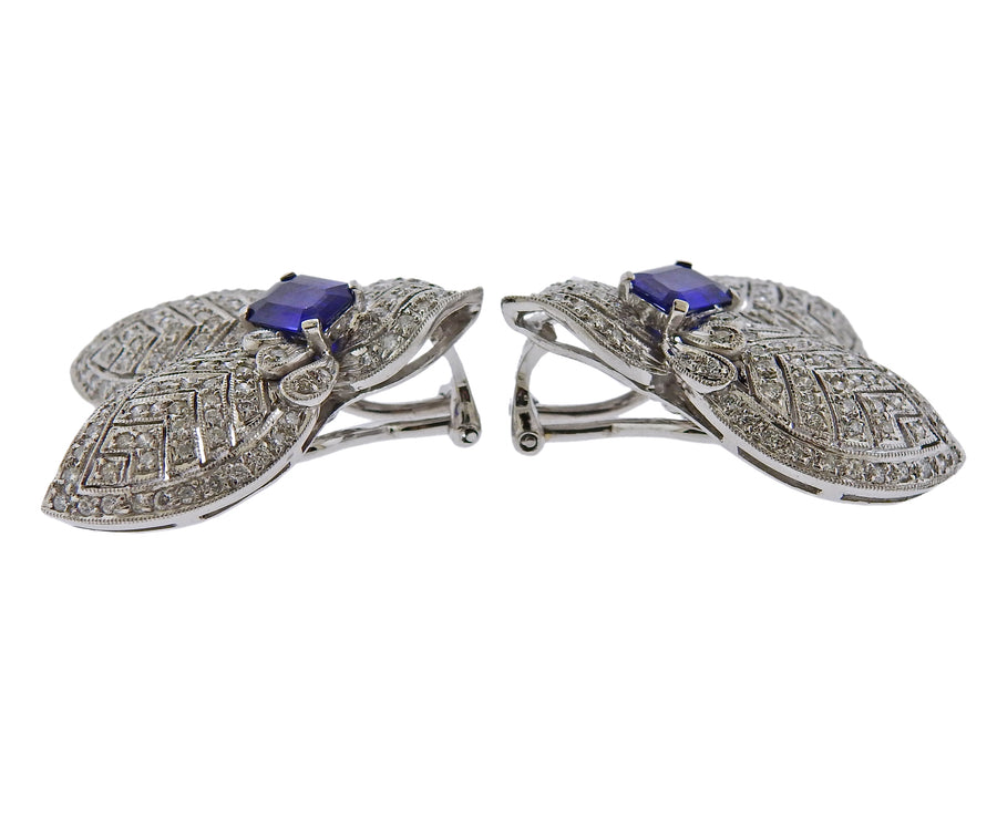 Diamond Sapphire Gold Earrings