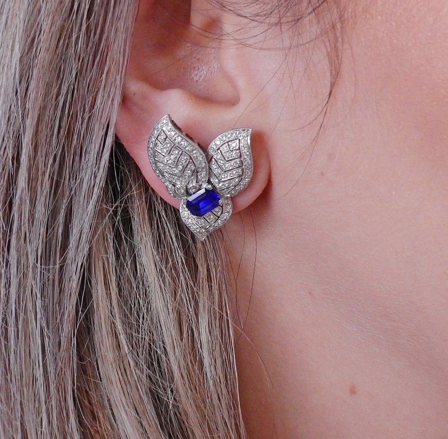 Diamond Sapphire Gold Earrings