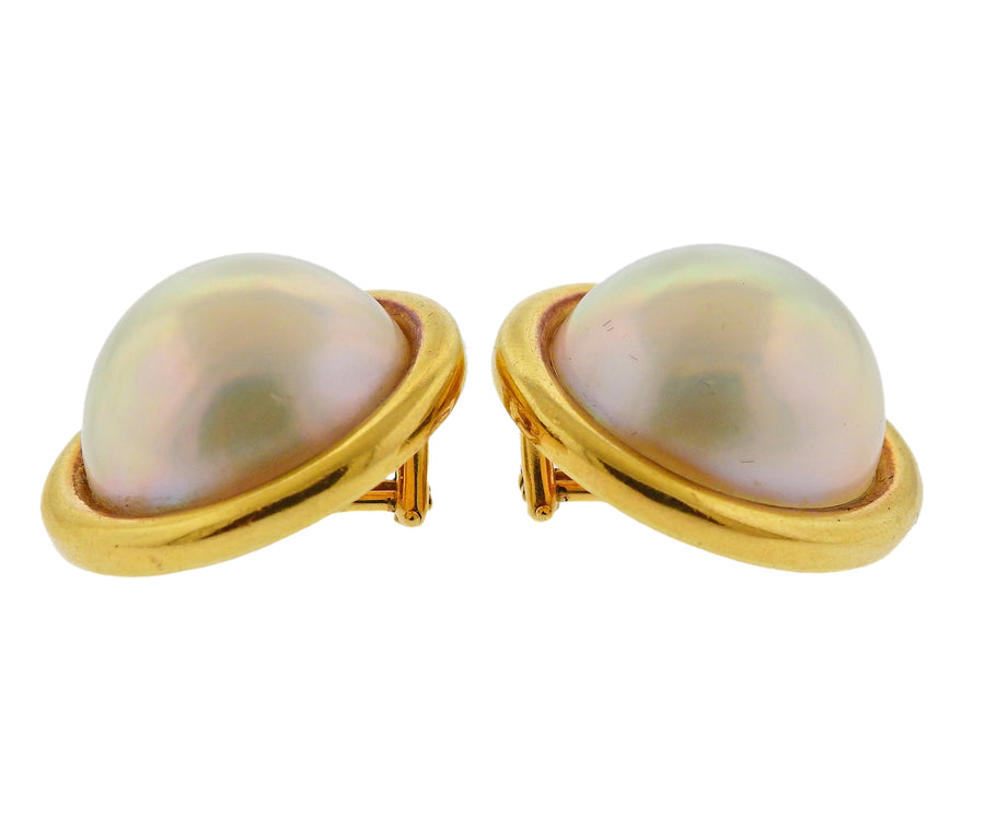 Seaman Schepps Mabe Pearl Gold Earrings