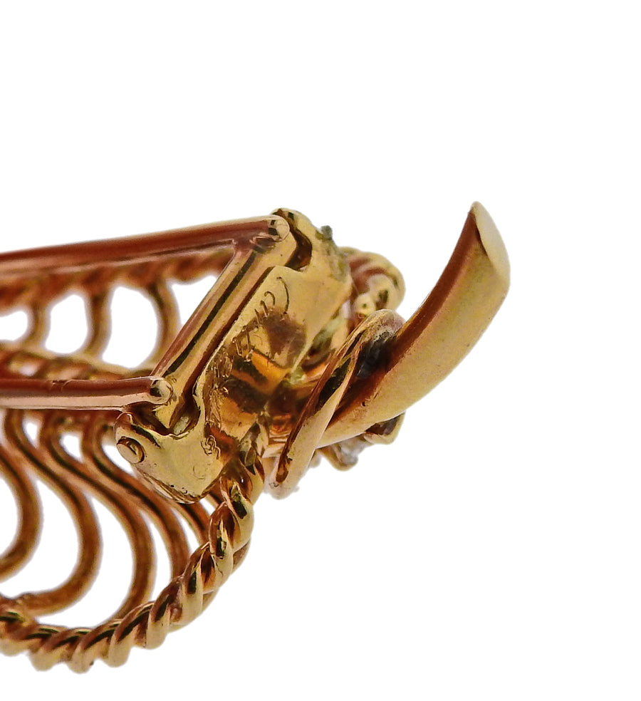 Cartier Diamond Gold Leaf Brooch Pin