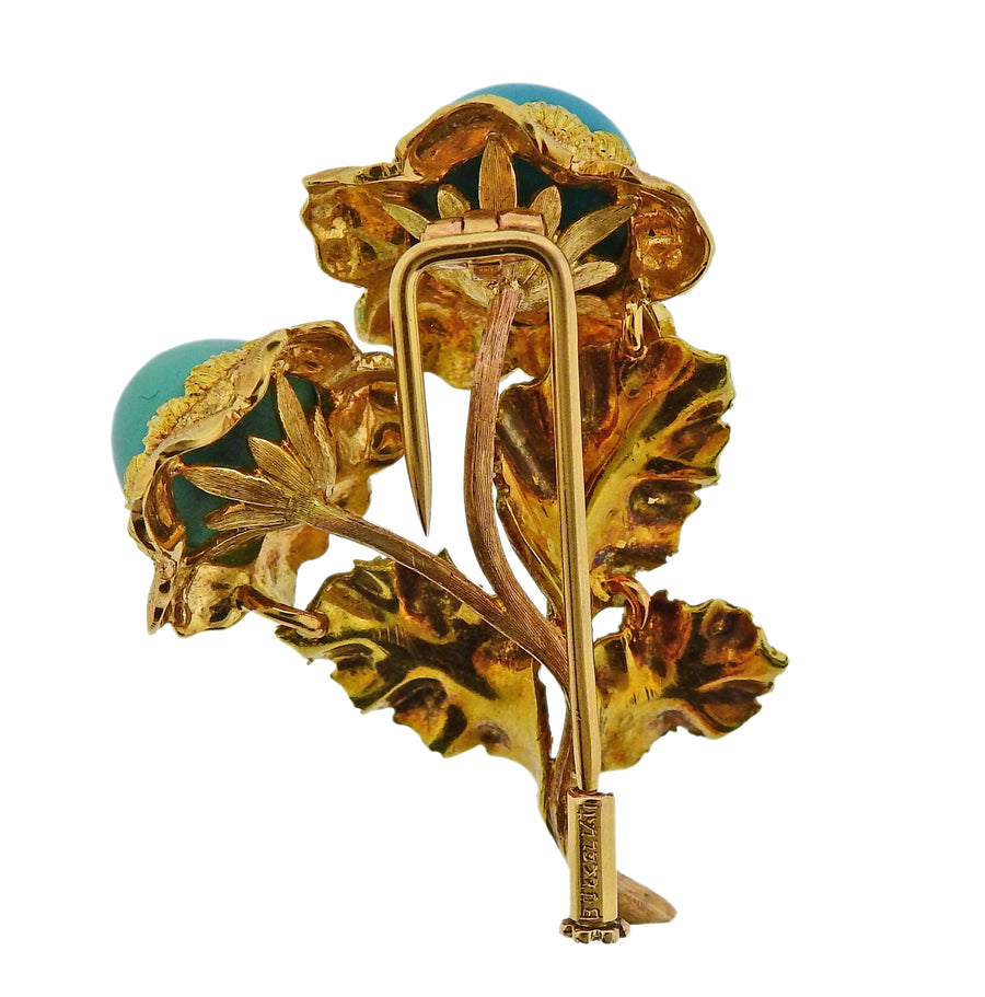 Buccellati Turquoise Gold Brooch Pin